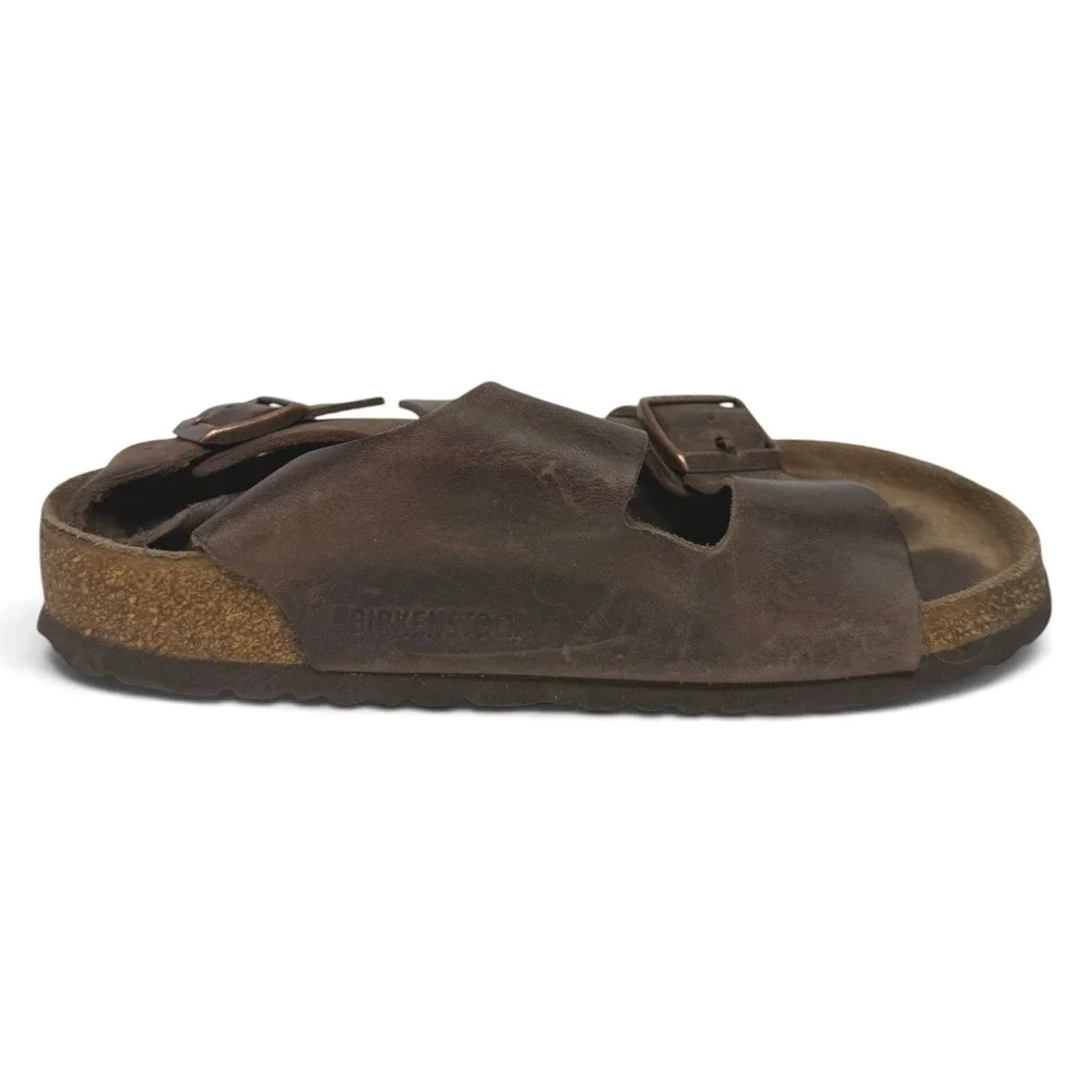 Birkenstock Sandals Women 37 Brown Milano Oiled Leather Backstrap Comfort Buckle - Picture 6 of 11